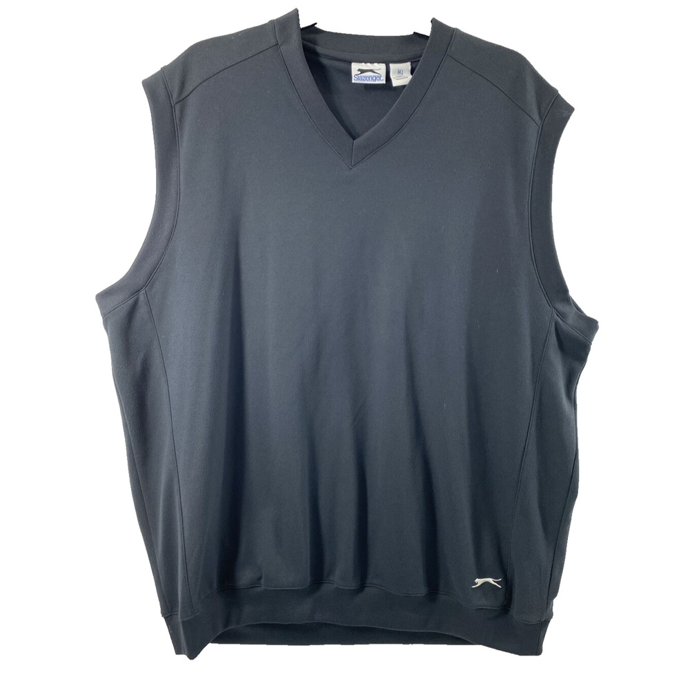 Slazenger‎ Golf Vest Mens XL Black V Neck Dad Grandpacore Logo